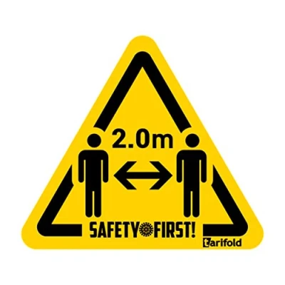 Abbildung von Tarifold Es 197854 Packung 4u, selbstklebend, für Boden, Sicherheitsabstand, rutschfest, robust, 150 x 170 mm, Gelb/Schwarz