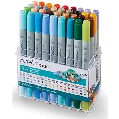 Abbildung von COPIC Ciao Manga &quot;Einsteiger Set&quot;, 36er Set im Acryl Display, Twin Marker mit einer mittelbreiten und Brush Spitze