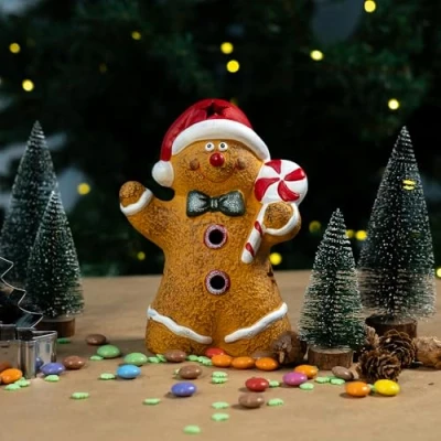 Abbildung von Keramik LED Figur Lebkuchenmann 13 x 17cm Weihnachtsdeko Tisch Deko Dekofigur