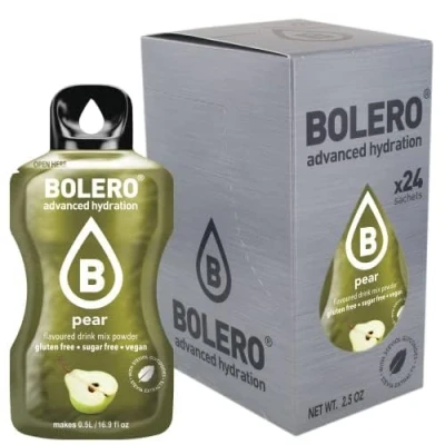 Abbildung von Bolero PEAR 24x3g Saftpulver ohne Zucker, gesüßt mit Stevia + Vitamin C geeignet für Kinder, Sportler und Diabetiker glutenfrei veganfreundlich Birnengeschmack