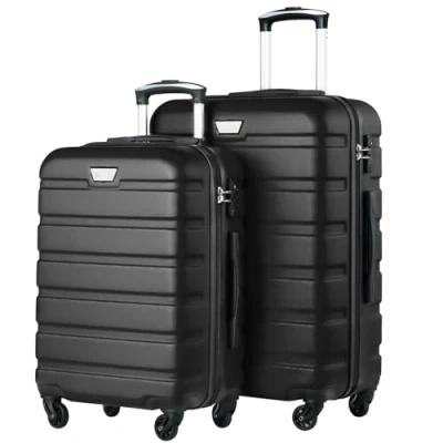 Abbildung von COOLIFE Koffer Premium Hartschalenkoffer Trolley Rollkoffer Reisekoffer Kofferset Handgepäck mit TSA Schloss und 4 Rollen (Mondnacht schwarz, Set 2tlg(S + M))