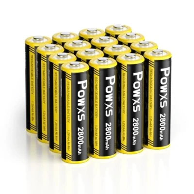 Abbildung von POWXS AA Akku 2800mAh 16 Stück Mignon Batterien Wiederaufladbar Geringe Selbstentladung, 1,500 Zyklen, 1.2v NI MH