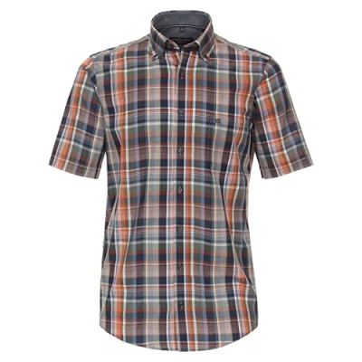 Abbildung von Casamoda Freizeit Kurzarm Kariert Casual FIT Hemd, Herren, Größe: Medium, Orange