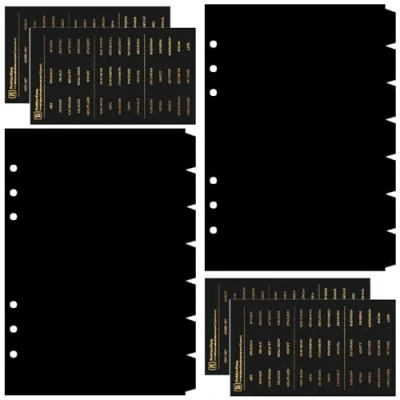 Abbildung von DY.2ten schwarze Ordner Trennblätter A5 6 Loch 14 Blätter / 2 Sets, Kunststoff Register Index ​Teiler für Ringbuch,Notizbuch,Planer(21cm x 14.2cm)