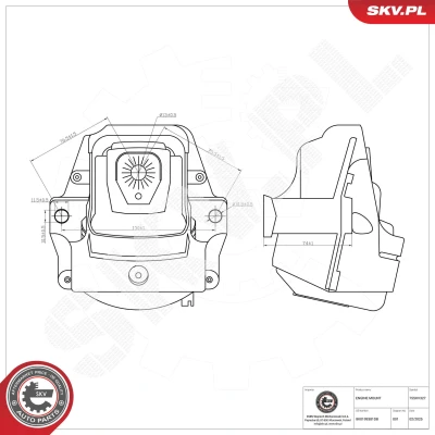 Abbildung von ESEN SKV 75SKV327 Motorlager links Hydrolager Aluminium, Gummi 150mm AUDI: A4 B8 Avant, A5 Coupe, Sportback