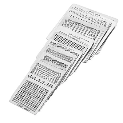 Abbildung von SEAFRONT 33pcs BGA Universal Reballing Rework Net, Schablonen Stahl Vorlage Mesh direkt Wärme Set, Silber