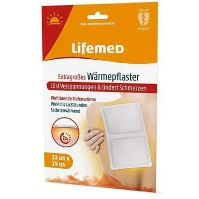 Abbildung von Lifemed Extragroßes Wärmepflaster XXL bei Rückenschmerzen Schmerzpflaster für Rücken, Schultern und Nacken Wärmekissen, Wärmegürtel Rückenretter ohne Arzneimittelwirkstoff (12 Pflaster)