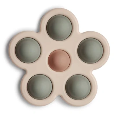 Abbildung von mushie Blume Pressspielzeug für Kinder &amp; Babys Sensorisches Spielzeug Konzentration Aufmerksamkeit Sichere Hochwertige Kleinkinder Jungs Mädchen Thymian/Natur/Shifting Sand