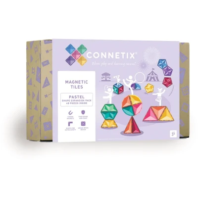 Abbildung von Connetix Pastel Shape Expansion Pack verstärkte Magnete pädagogisches Lernspiel Magnetspielbausteine, (Open Play, 48 Teile), ab 3 Jahren