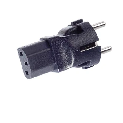 Abbildung von shortix Netzadapter: Schutzkontaktstecker auf Kaltgerätebuchse. Stromadapter. Schutzkontaktadapter. C7 C13