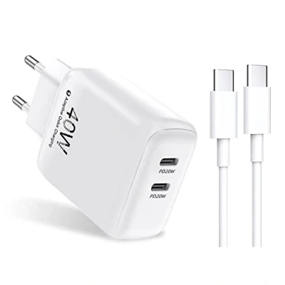 Abbildung von Dual USB Type C Schnellladeadapter, Ladegerät mit 2M Ladekabel PPS, PD Fast Charge Schnellladegerät Netzteil für Samsung Galaxy A33 5G A53 A23 A73 S22 Ultra S21 FE S20 S10