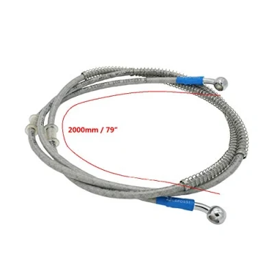 Abbildung von 2000mm 200cm S SYUU Universal Motorrad Bremsschlauch Geflochtener Hydraulikstahl Stärken Bremskupplungsöl Schlauchleitung Fahren kompatibel mit Pit Dirt Bike Enduro Motocross Street Bikes Sport
