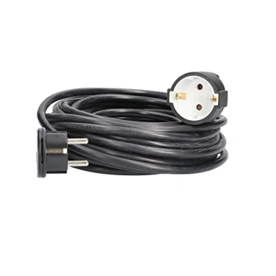 Abbildung von as Schwabe Verlängerungsleitung 10 m mit Flachstecker Verlängerungskabel Schutzkontaktstecker &amp; Schutzkontaktkupplung für den Innenbereich extrem flach 230V, 16A IP20 Schwarz, 51022