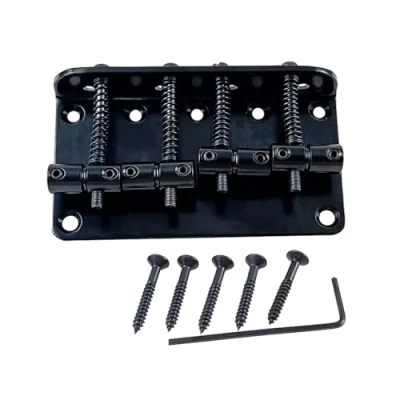 Abbildung von 4 Saiten Bassgitarre Steg Metall Fester Hardtail Saitenhalter Brücke Sattel mit Befestigungsschrauben für E Gitarre Bass