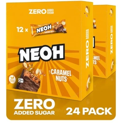 Abbildung von NEOH Zero Zucker Karamell Nuss Riegel Vegan &amp; Low Carb 137 kcal 1g 6g Protein Die gesunde Alternative zu herkömmlichen Süßigkeiten 24er Pack