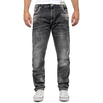 Abbildung von Cipo &amp; Baxx Jeans Straight Leg, Herren, Größe: 38x32, Schwarz