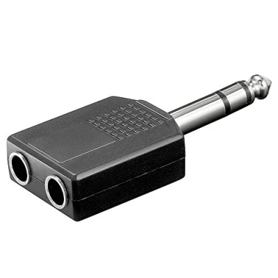 Abbildung von BestPlug Y Audio Stereo Aux in Out Adapter Verteiler Splitter Weiche, 1 6,3mm Klinke Stecker männlich auf 2 Buchse Kupplung weiblich, Schwarz