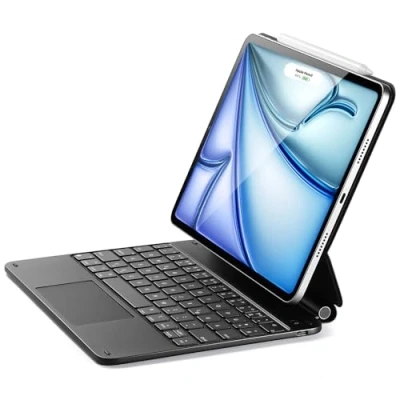 Abbildung von ESR Magnetische Keyboard Hülle, iPad Tastatur Hülle für Air 6/5/4/iPad Pro 11, 11&quot; (M2 2024), Freischwebendes Ständer Design, Federnde Tasten, Präzises Multi Touch Trackpad, Schwarz