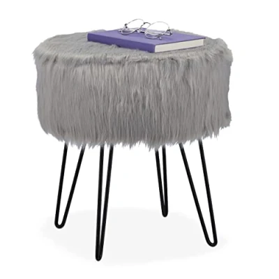 Abbildung von relaxdays Sitzhocker Fellhocker grau