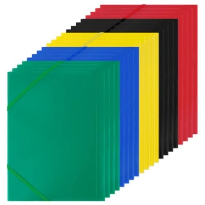 Abbildung von 20 Stück Sammelmappe A4, Einschlagmappe mit Gummizug, PP Kunststoff Eckspanner A4 Mappe DIN Ordnungsmappe, Dokumentenmappe für Akten, Dokumente, Besprechungen, Berichte, Bürobedarf