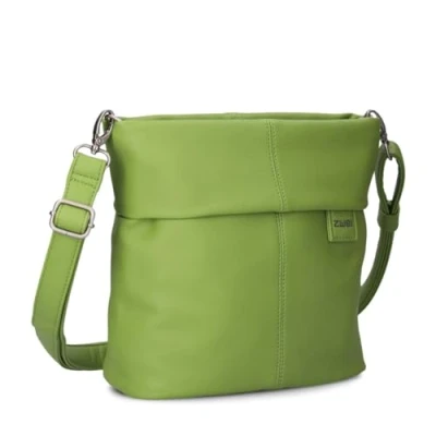 Abbildung von Zwei Damen Handtasche Mademoiselle.M M8 Umhängetasche 3 Liter klassische Crossbody Bag aus weichem Kunstleder mit Kragen &amp; Hauptfach Reißverschluss (kiwi)