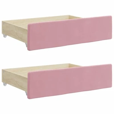 Abbildung von vidaXL Bettschubladen 2 STK., Bettkasten mit Rollen, Schubkasten Schublade für Bett, Bettschubkasten Unterbettschublade, Rosa Holzwerkstoff Samt