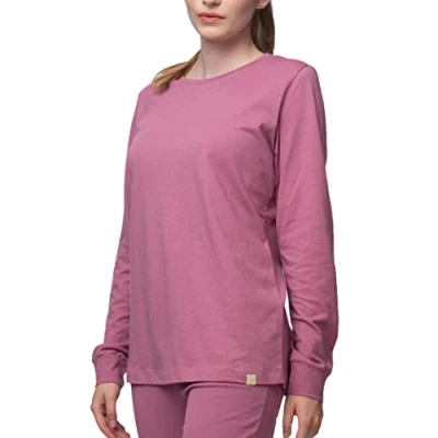 Abbildung von greenjama Damen Langarm Shirt mit Woll Anteil, GOTS zertifiziert Pyjamaoberteil, Grape, 44