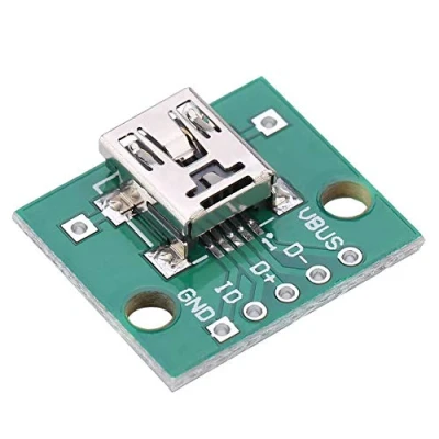 Abbildung von Mini USB zu DIP Adapter, 5 P Buchse Lötbar für 2,54 mm PCB Board DIY Netzteil Micro Breakout