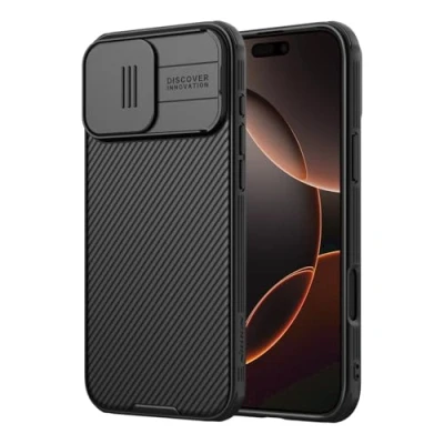 Abbildung von Nillkin für iPhone 16 Pro Max hülle mit kameraschutz, Handyhülle Schiebe Kameraabdeckung, Schlanke Stoßfeste Schutzhülle 6.9 Zoll, Schwarz