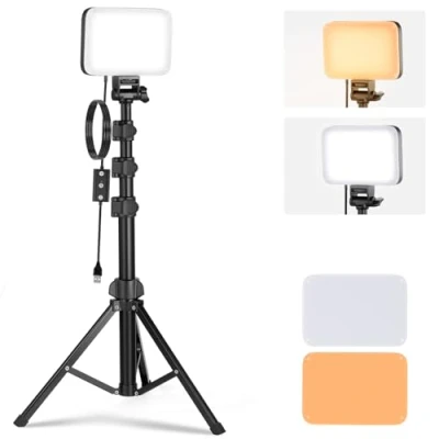 Abbildung von NEEWER BASICS LED Videoleuchte Panel Beleuchtung Set zweifarbige dimmbare tragbare Studioleuchten mit Stativ und Filtern 3200K 5600K CRI 95 750Lux für Fotografie Videoaufzeichnung BP66