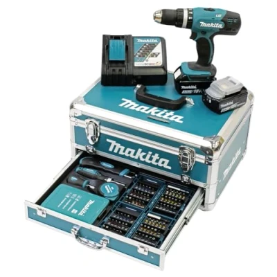 Abbildung von Makita Akku Schlagbohrschrauber DHP453RFX2, max. 1300 U/min, inkl. 2 Akkus und Ladegerät
