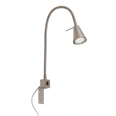 Abbildung von Briloner Leuchten Bettleuchte 2080 012, schwenkbar, An /Ausschalter, versch. Befestigungsmöglichkeiten, LED wechselbar, Warmweiß, Wandlampe, 40,3x21,7cm, Matt Nickel, 4,7W, GU10, Innen, Wohnzimmer