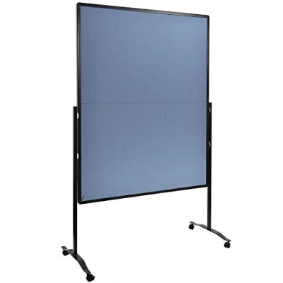 Abbildung von Legamaster Premium Plus Moderationswand klappbar blau grau 150x120 cm doppelseitig, mit Filz bezogenes Pinboard einsetzbar als Trennwand inkl. 4 feststellbaren Rollen und Papierhaken