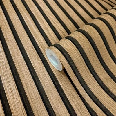 Abbildung von WALLCOVER Tapete Holzoptik Braun Vliestapete Akustikpaneele Holzwand 3D Effekt Skandi Holzpaneele Natur Optik Modern 10,05 m x 0,53 Made in Germany