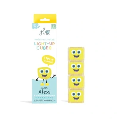 Abbildung von Glo Pals 4 leuchtende Würfel für EIN einzigartiges sensorisches Erlebnis und Magische Lichtshow unvergessliches Badeerlebnis (Alex gelb)