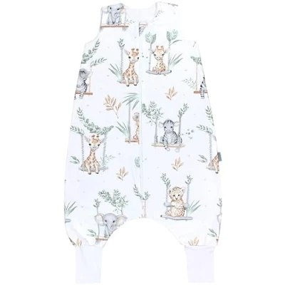 Abbildung von TupTam Baby Sommer Schlafsack mit Beinen 0.5 TOG OEKO TEX zertifizierte Materialien unwattiert Unisex, Farbe: Safari auf der Schaukel, Größe: 92 104