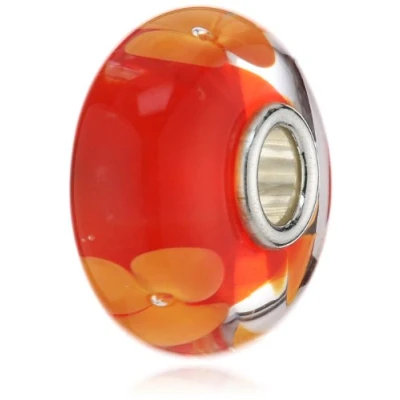 Abbildung von TrollBeads Damen Bead Pfirsich Blume Glas 925 Sterling Silber TGLBE 10139