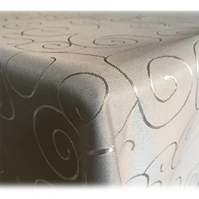 Abbildung von JEMIDI Tischdecke Ornamente Seidenglanz Edel Tisch Decke Tafeldecke 31 Größen und 7 Farben Hellgrau 160x220