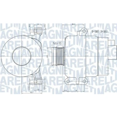 Abbildung von MAGNETI MARELLI 063731969010 Lichtmaschine 14V 120A FIAT: Grande Punto Schrägheck, Evo 500 ALFA ROMEO: MiTo
