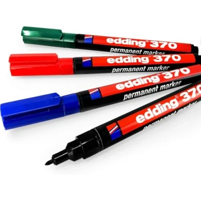 Abbildung von edding 370 Permanentmarker 1 Stift feine Rundspitze mm wasserfest, schnell trocknend Multimarker, Universalstift für Karton, Kunststoff, Holz, Metall, Glas, Stein, Leinwand (Sortiert)