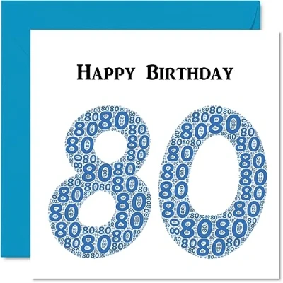 Abbildung von Lustige Geburtstagskarte zum 80. Geburtstag für Männer Shapecloud Happy Birthday Karte Vater, Mutter, Großvater, Oma, Onkel, Tante, 145 mm x Grußkarten,