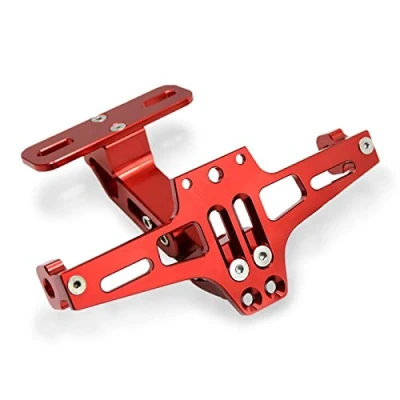 Abbildung von Universal CNC Aluminium Motorrad Hintere Kennzeichenhalter Nummernschildhalter mit Rücklicht für Z650 Z750 Z800 Z1000 Z900 Z300 Z250 (Rot)