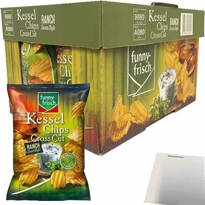 Abbildung von funny frisch Kesselchips Cross Cut Ranch Sauce Style Kartoffelchips (10x120g Packung) + usy Block