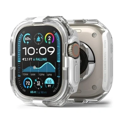 Abbildung von Ringke Fusion Bumper Kompatibel mit Apple Watch Ultra 2/1 Hülle, [Doppelschichtiger] Robuster Rahmenschutz Transparente Farbe Schutzhülle White