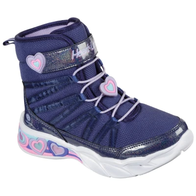 Abbildung von Skechers Sweetheart Lights Schnürstiefelette für Kinder, Größe: 33, Navy/lavendar Schuhe
