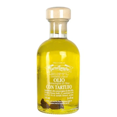 Abbildung von Tartuflanghe extra natives Olivenöl mit schwarzem Trüffel (Tuber aestivum Vitt.) In Scheiben 100ml