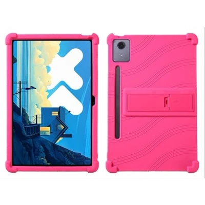 Abbildung von GIOPUEY Hülle Kompatibel mit Lenovo Tab P12 12.7 2023 Ständer Weiche TPU Silikon Schutzhülle Airbag Sturzschutz Case Pink