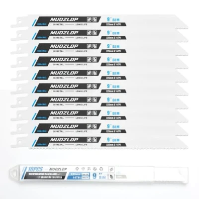 Abbildung von MUOZLOP 10 Pack 9 inch Säbelsägeblätter Set，14 TPI Sägeblätter für Säbelsäge，für Holz/Metall (10, 14TPI 225mm)