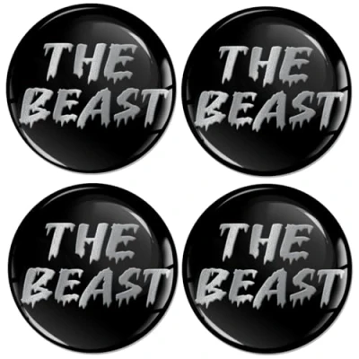 Abbildung von SkinoEu 4 x 60 mm Aufkleber für Radkappen Nabenkappen Nabendeckel Radnabendeckel Rad Schwarz Silber Beast Logo A 3160