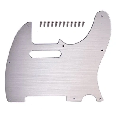 Abbildung von Alnicov Gitarren Pickguard, 8 Löcher, Tele Metall, Aluminium Schabplatte für Fender Telecaster, Tele, TL Stil,Gitarren ，silberfarben